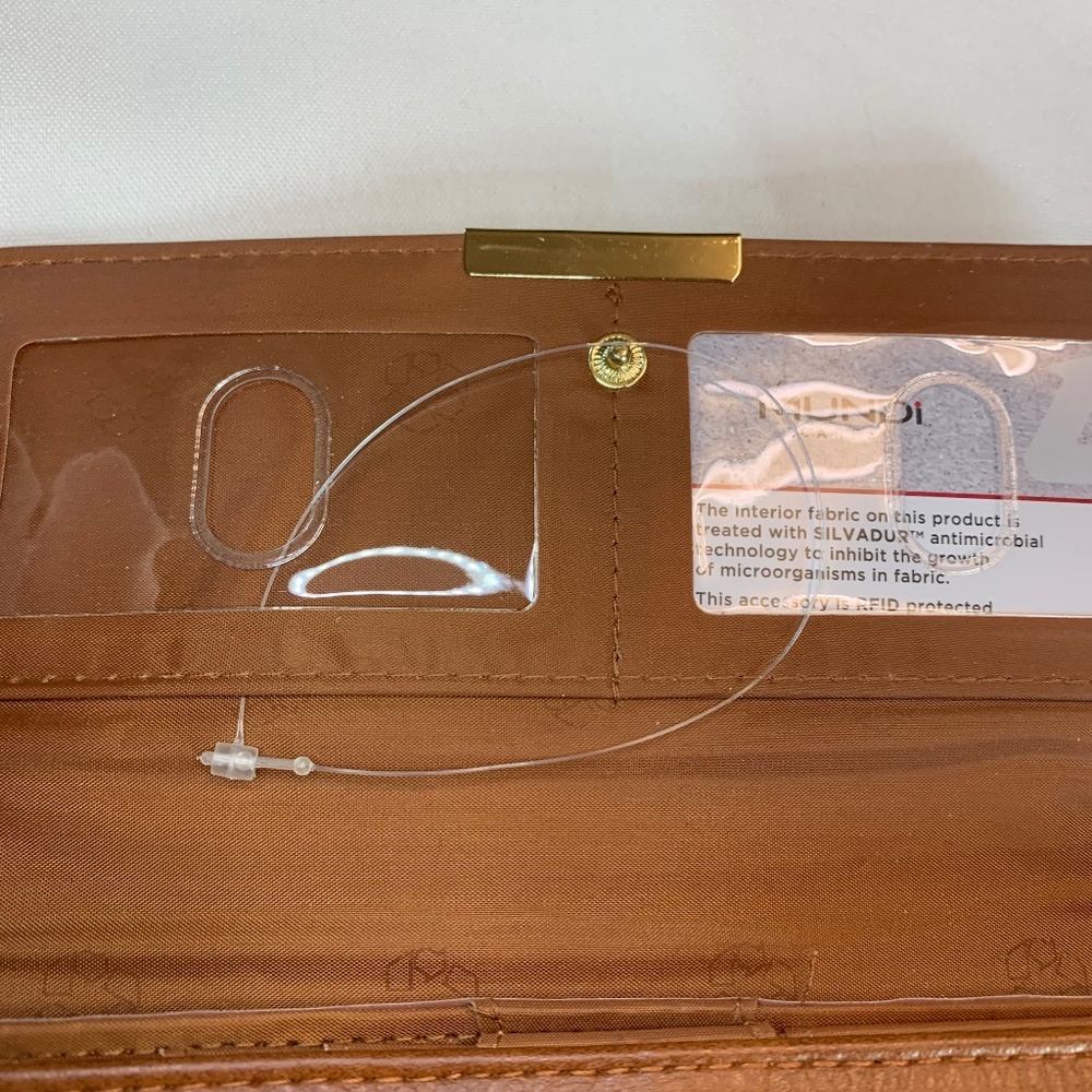 NWOT SafeKeeper Brand Brown with Colorful Stripes Trifold RFID Wallet! - Picture 5 of 12
